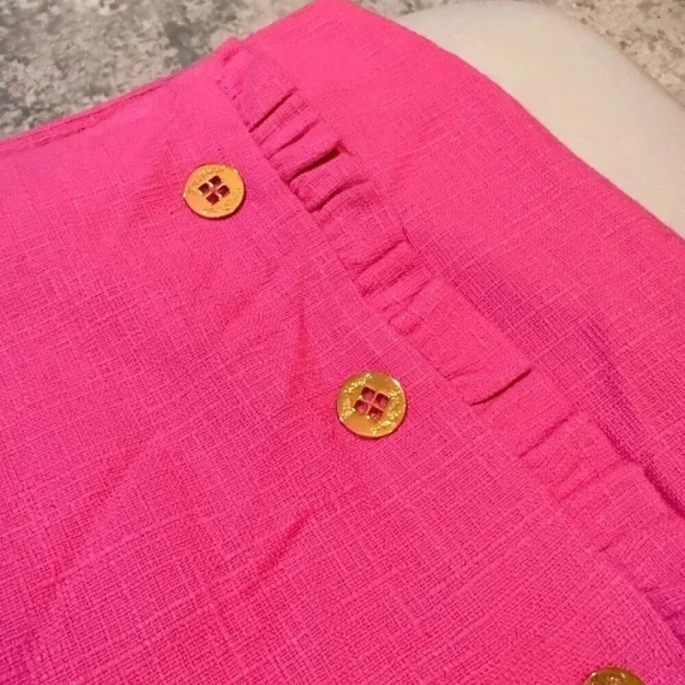 Lilly Pulitzer Hot Pink Ruffled Tweed Mini Skirt